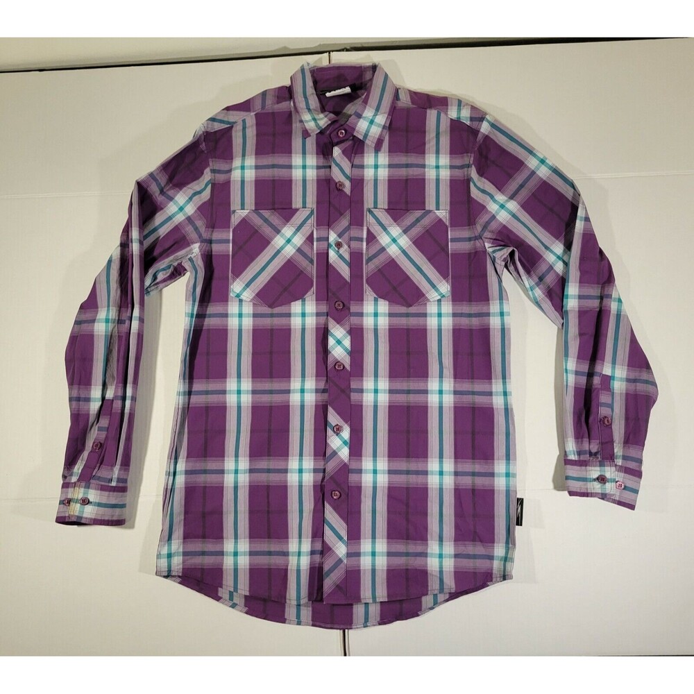 Vintage Y2K The Hundreds‎ Purple Plaid Long Sleeve Button Up Shirt Mens Large